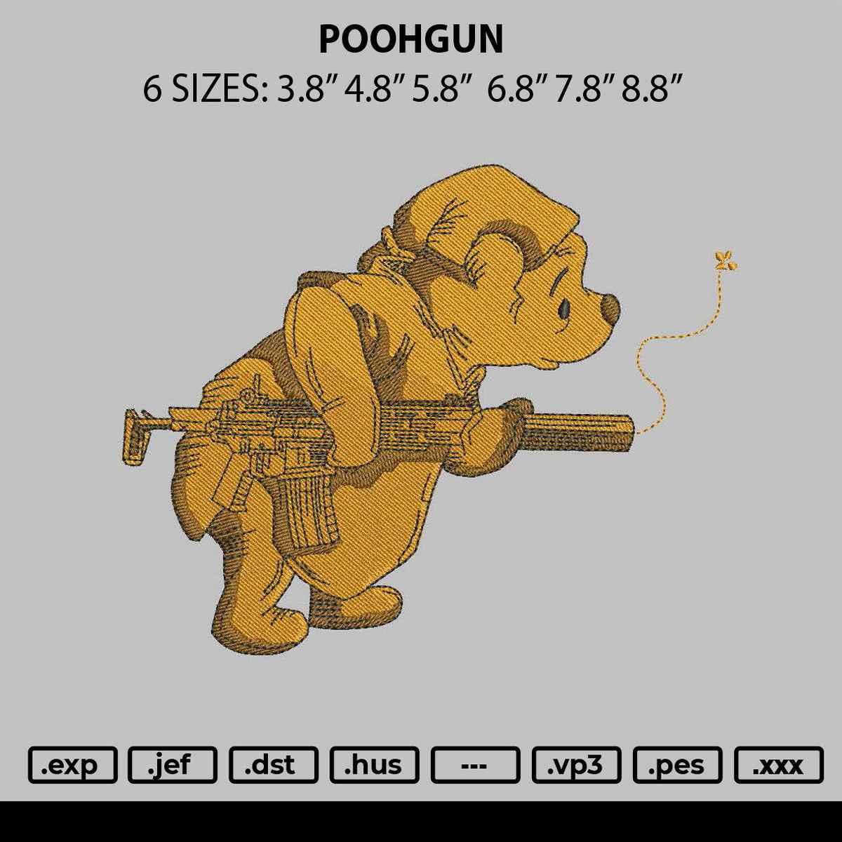 Poohgun Embroidery File 6 sizes