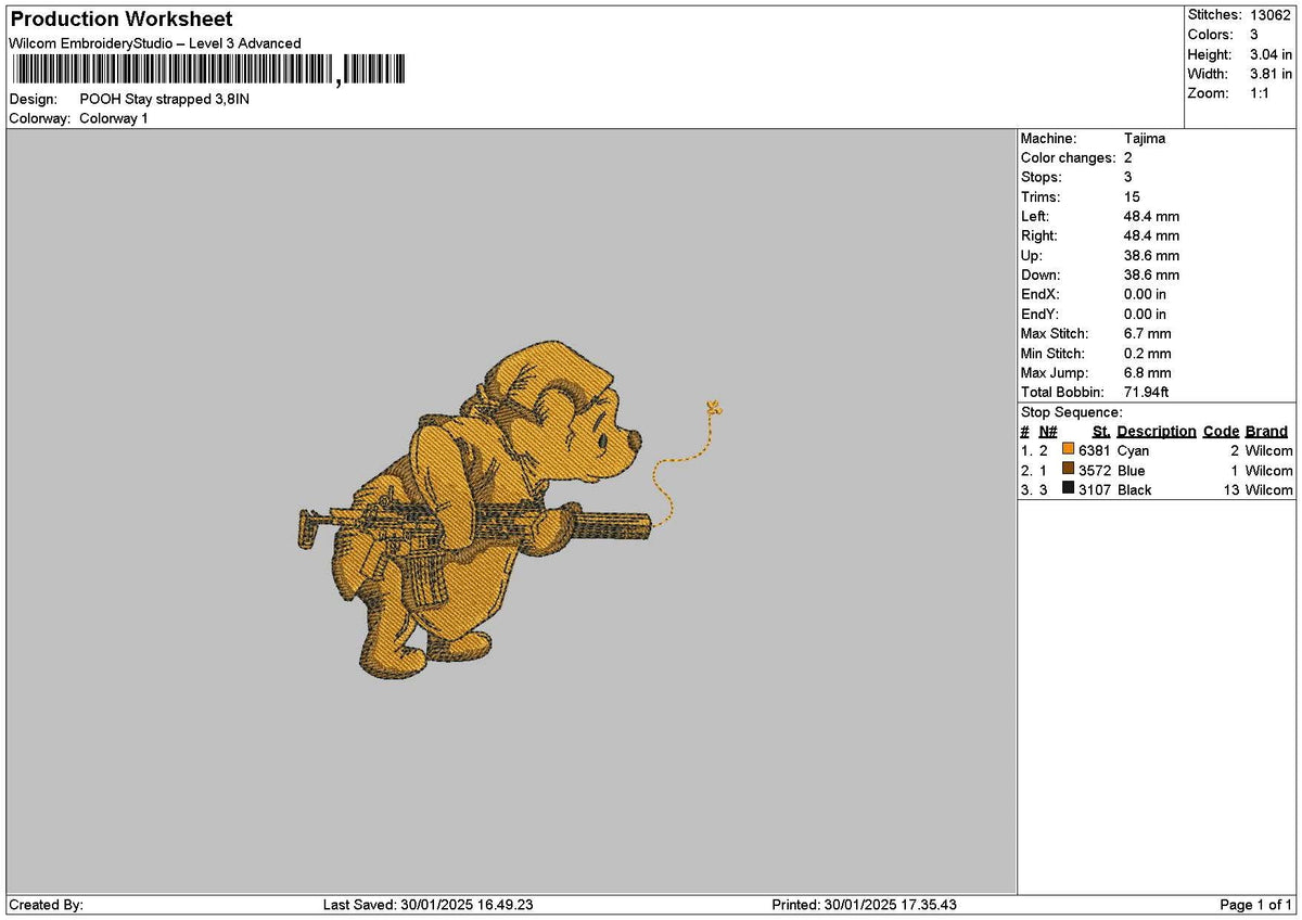 Poohgun Embroidery File 6 sizes