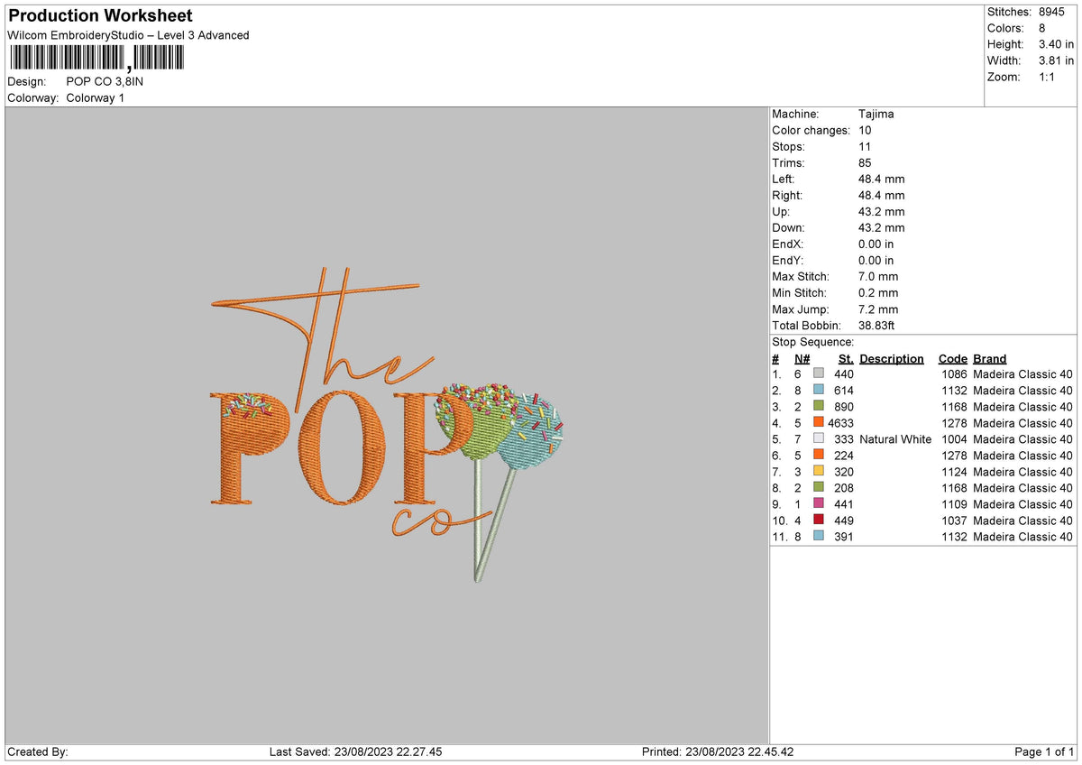 Pop Co Embroidery File 6 sizes