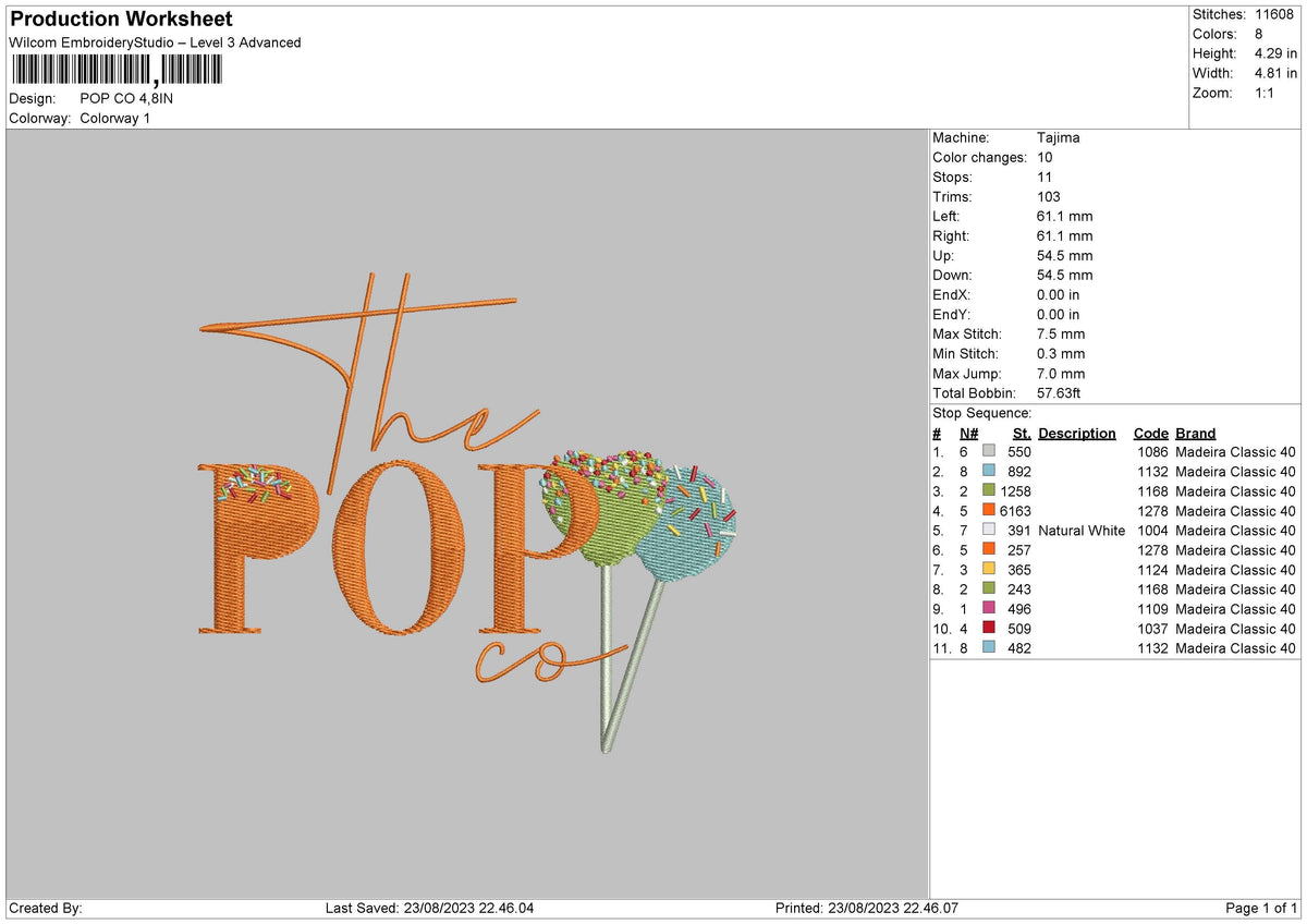 Pop Co Embroidery File 6 sizes
