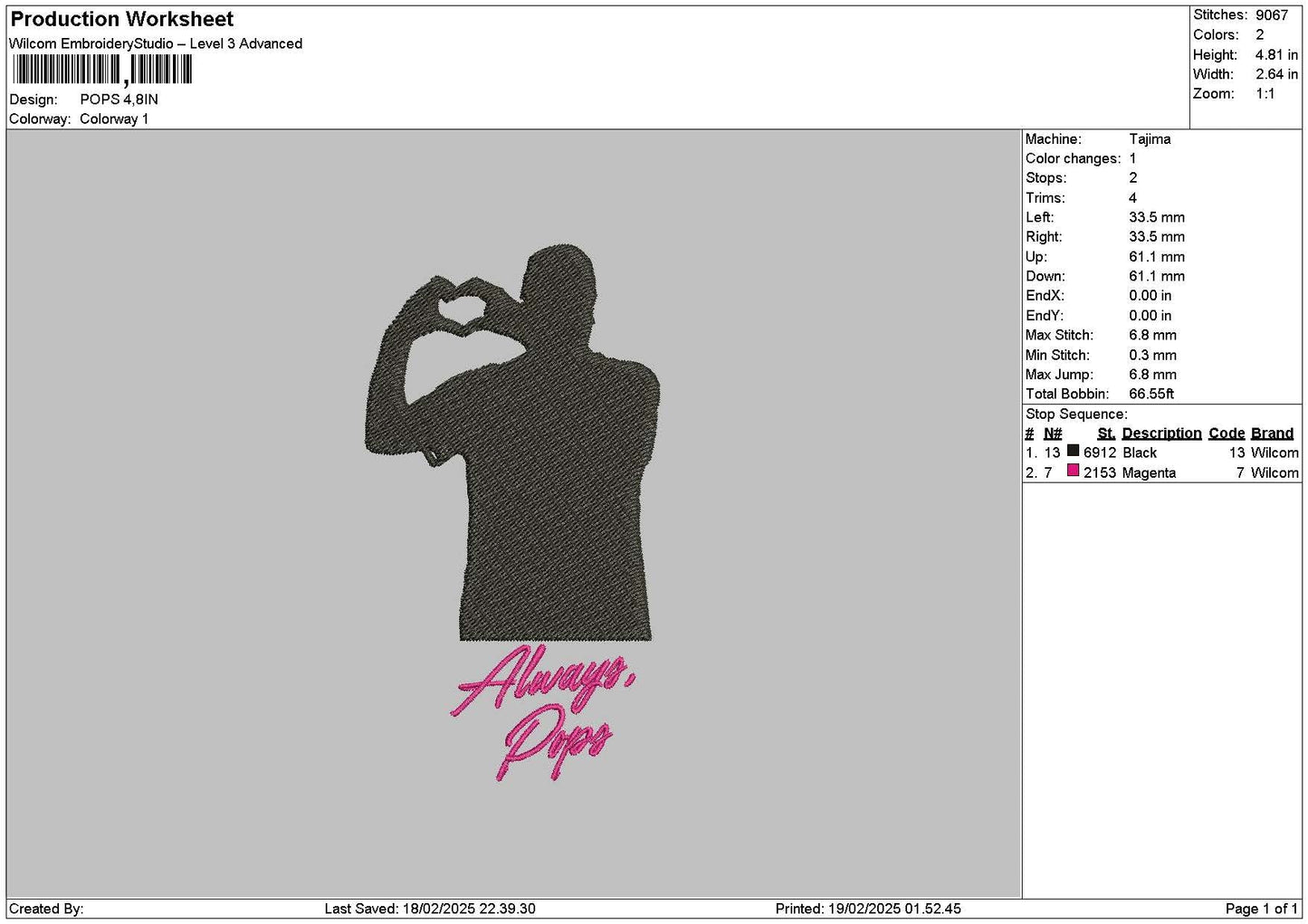 Popstext Embroidery File 6 sizes