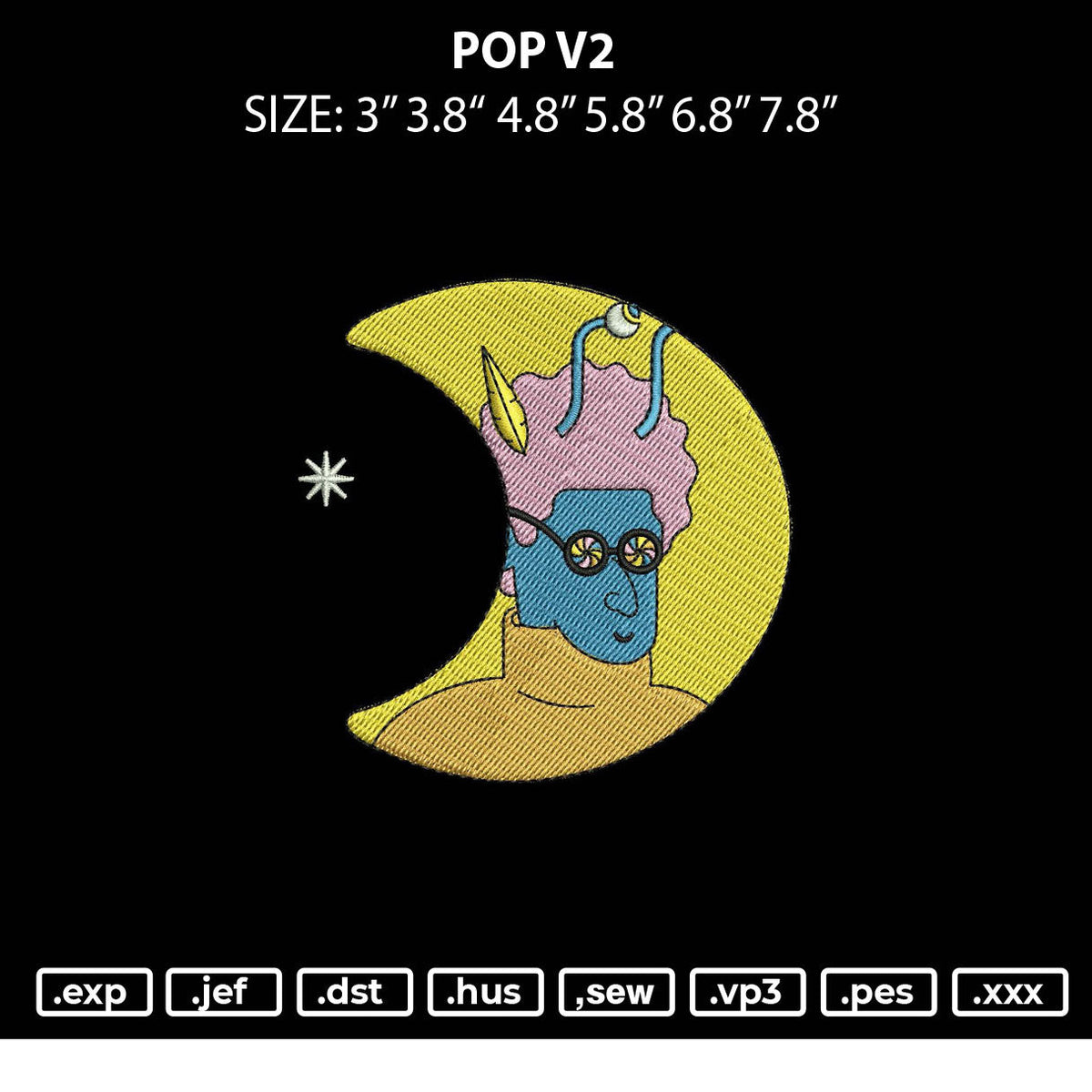 Pop V2 Embroidery File 6 sizes