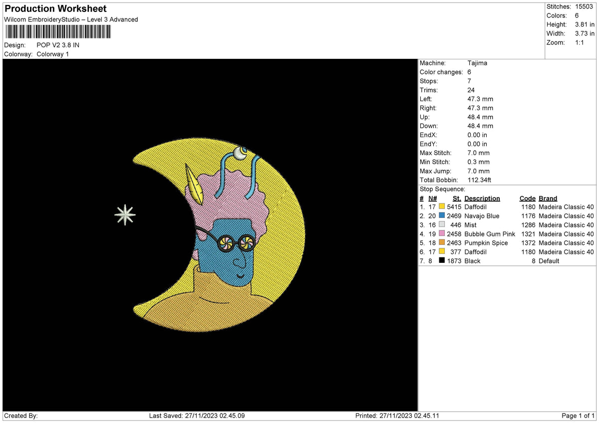 Pop V2 Embroidery File 6 sizes