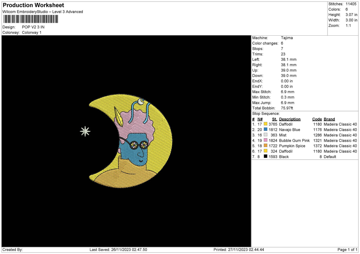 Pop V2 Embroidery File 6 sizes