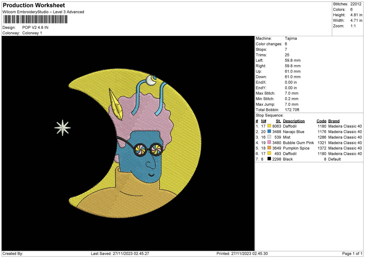 Pop V2 Embroidery File 6 sizes