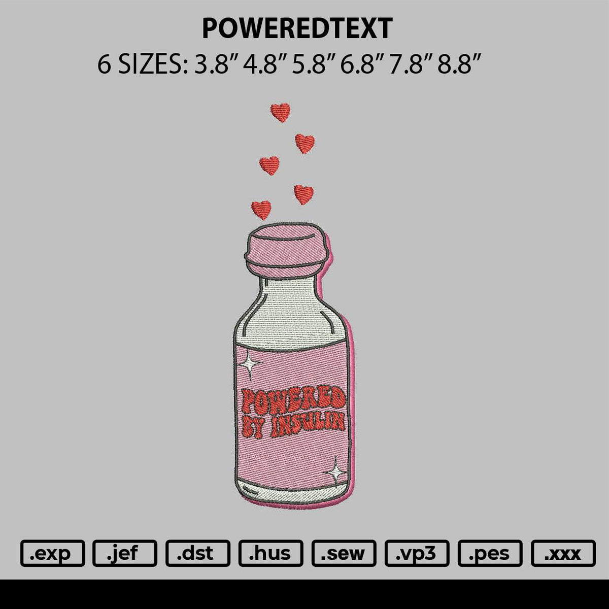 Poweredtext Embroidery File 6 sizes