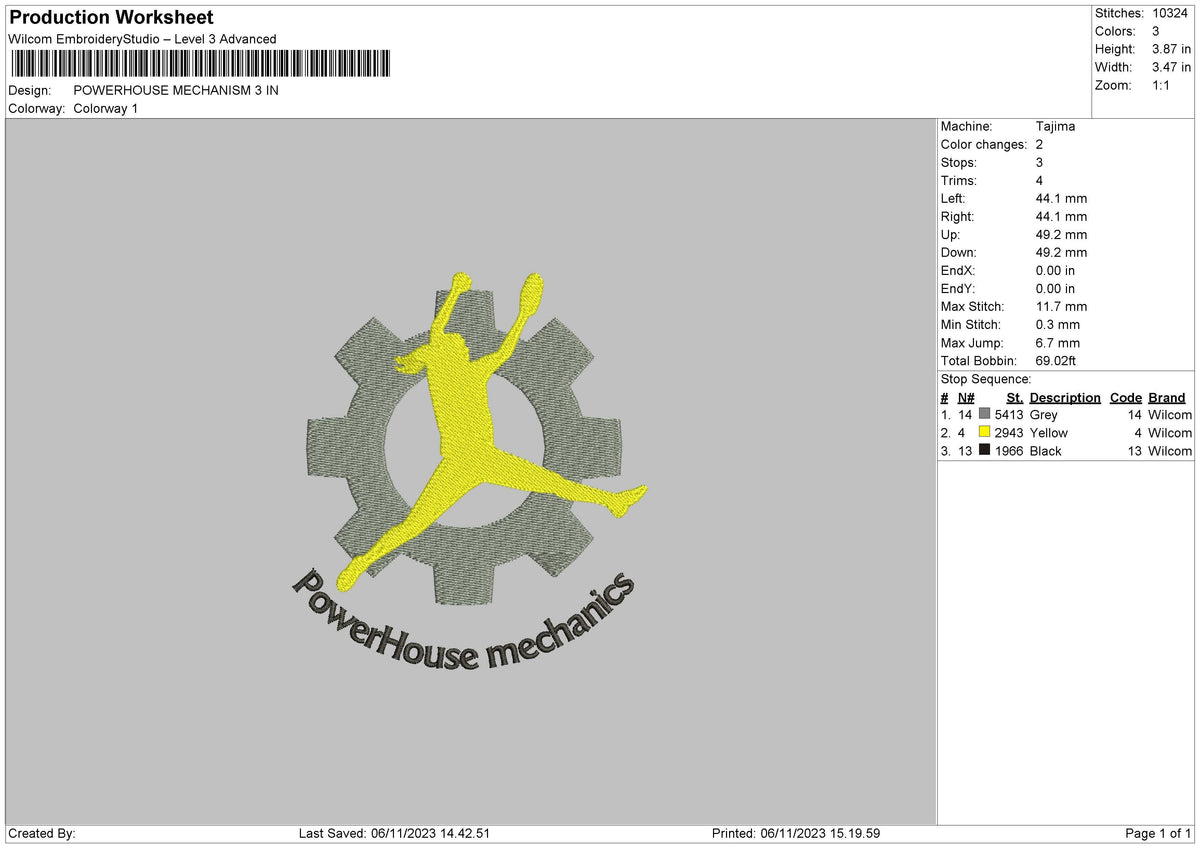 Powerhouse Embroidery File 6 sizes