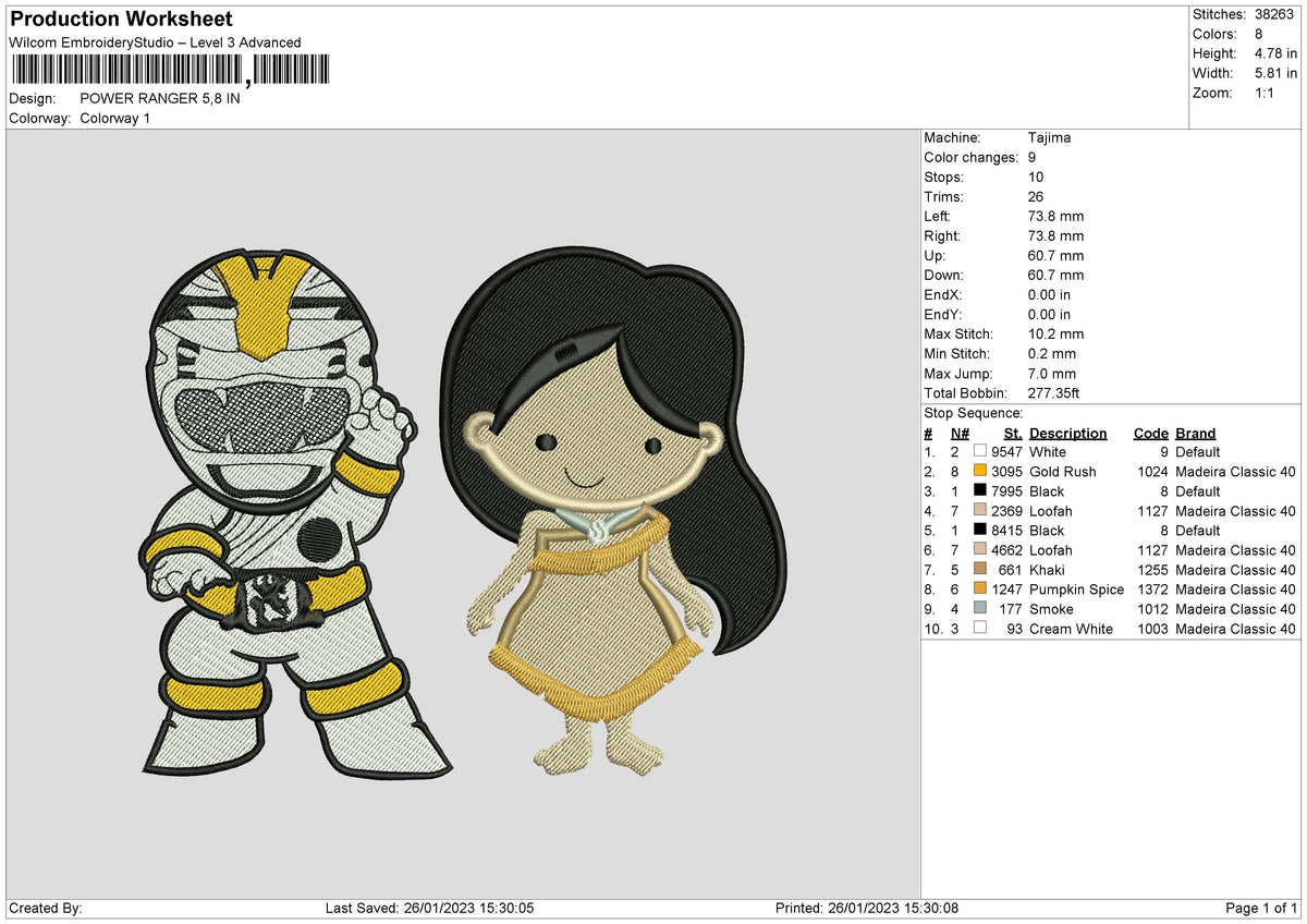 P Ranger Embroidery File 6 sizes