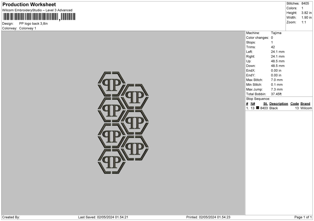 Pp03 Embroidery File 6 sizes