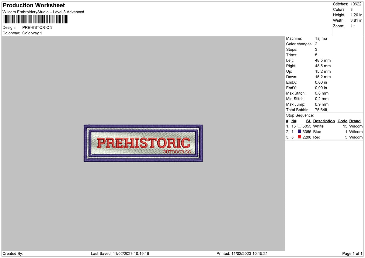 Prehistoric Embroidery File 6 sizes