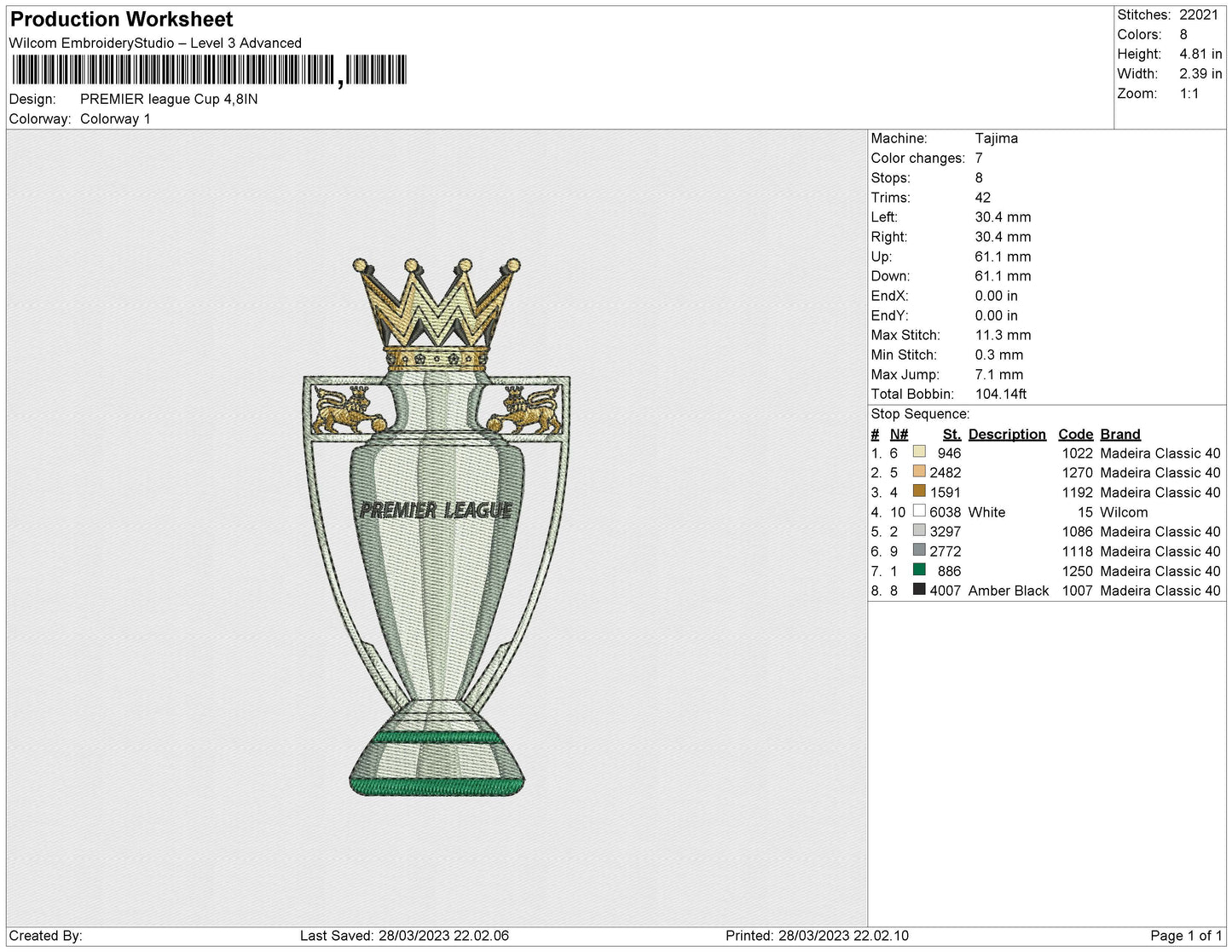 PREMIER LEAGUE Embroidery