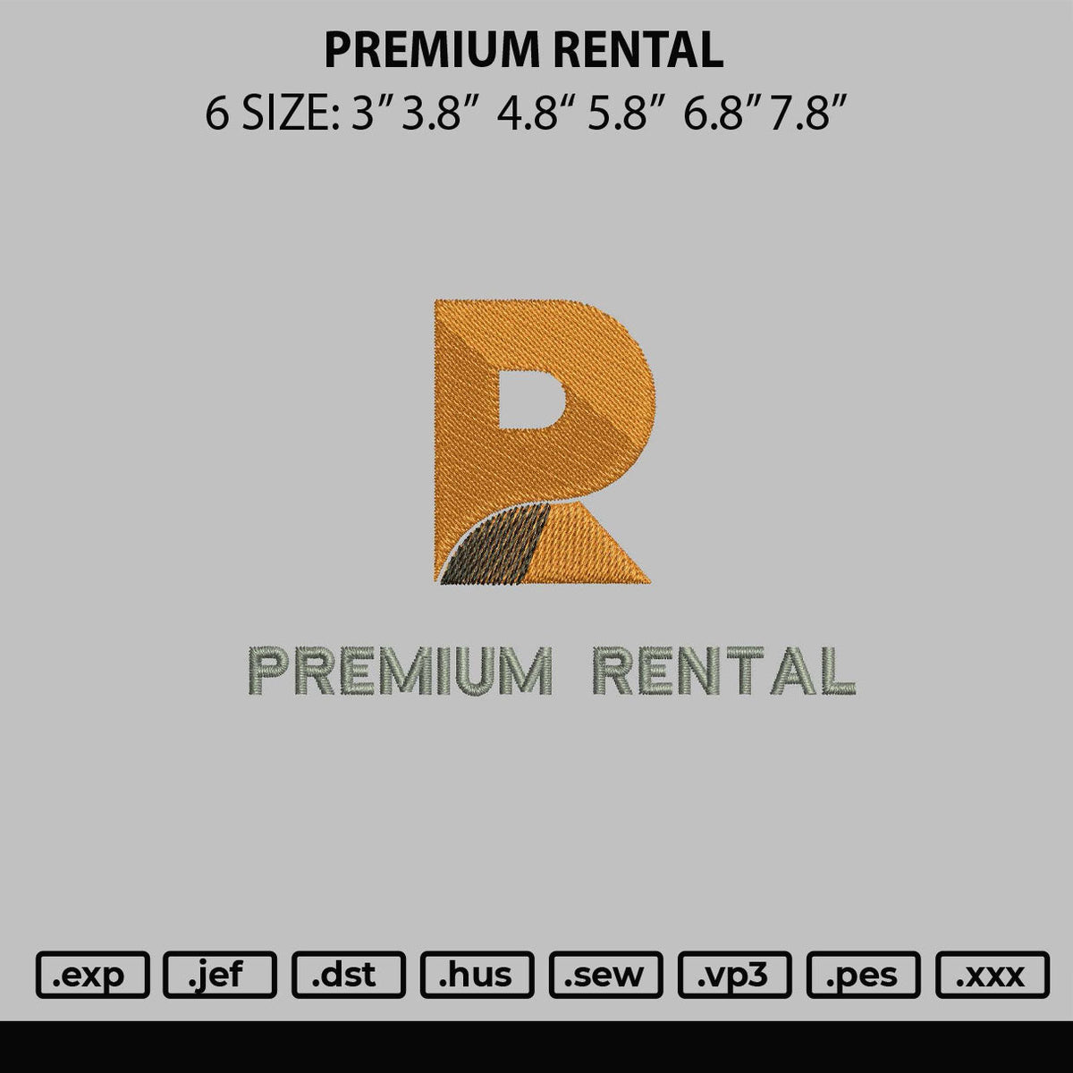 Premium Rental Embroidery File 6 sizes
