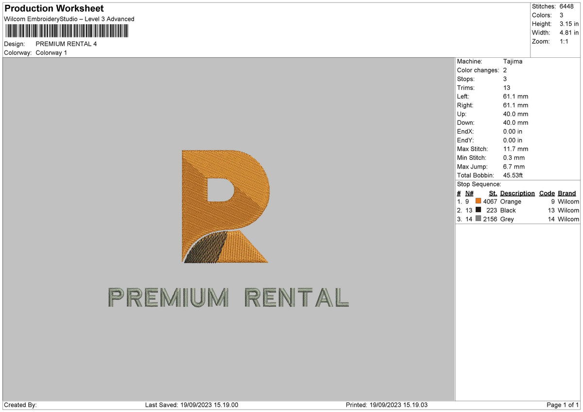 Premium Rental Embroidery File 6 sizes