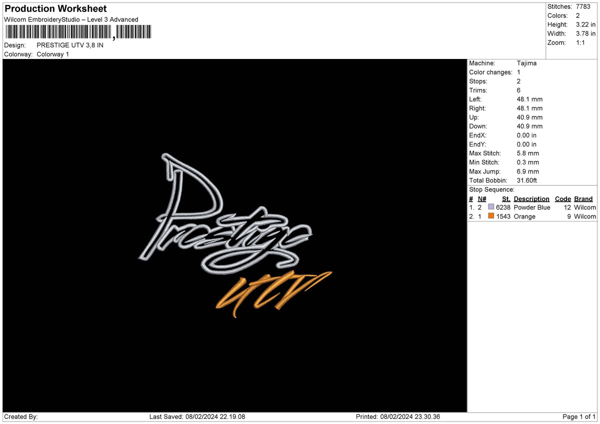 Utvtext Embroidery File 6 sizes