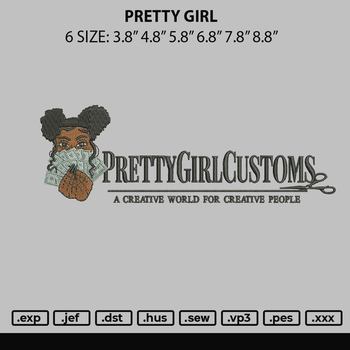 Pretty Girl Embroidery File 6 sizes