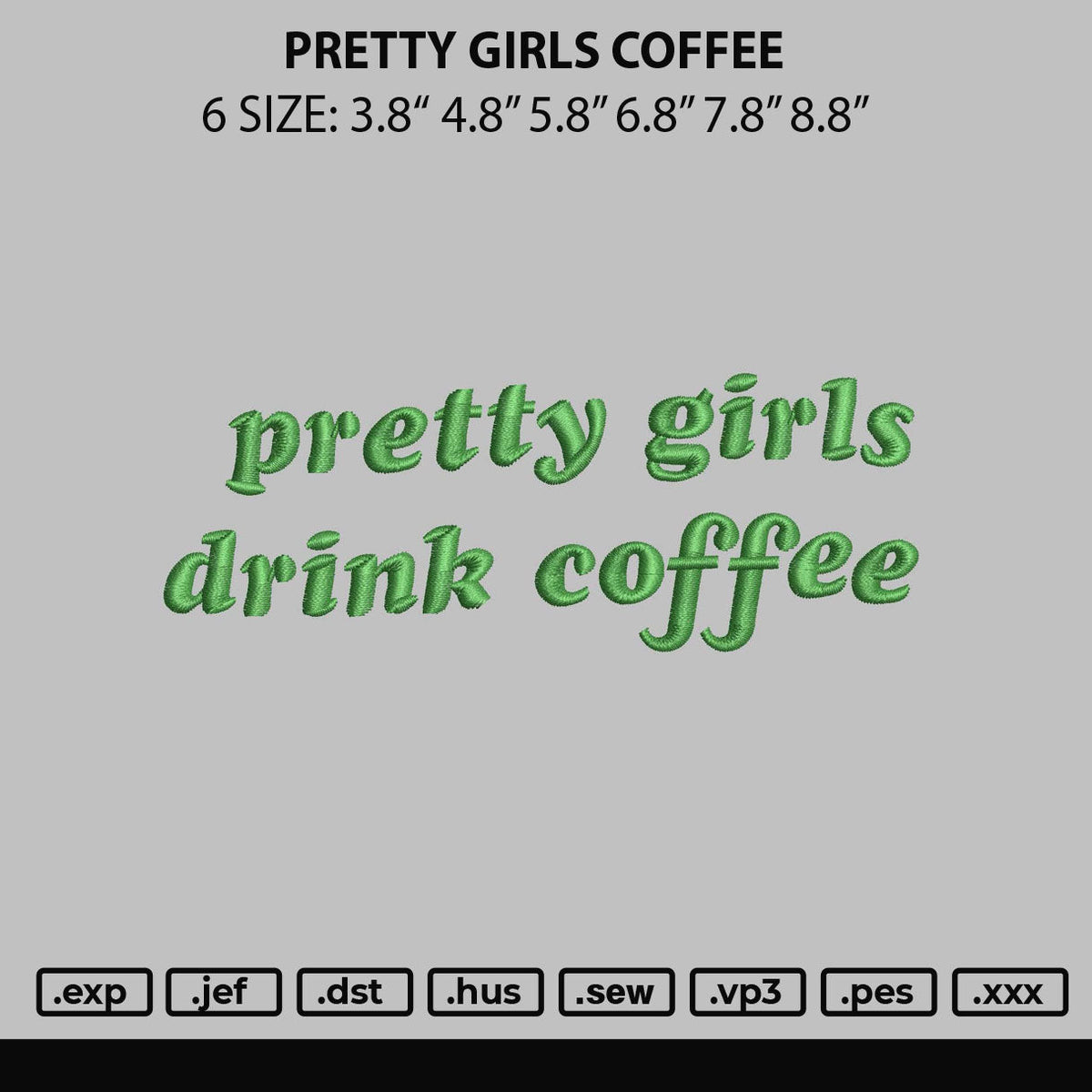 Pretty Girls Coffee Embroidery File 6 sizes