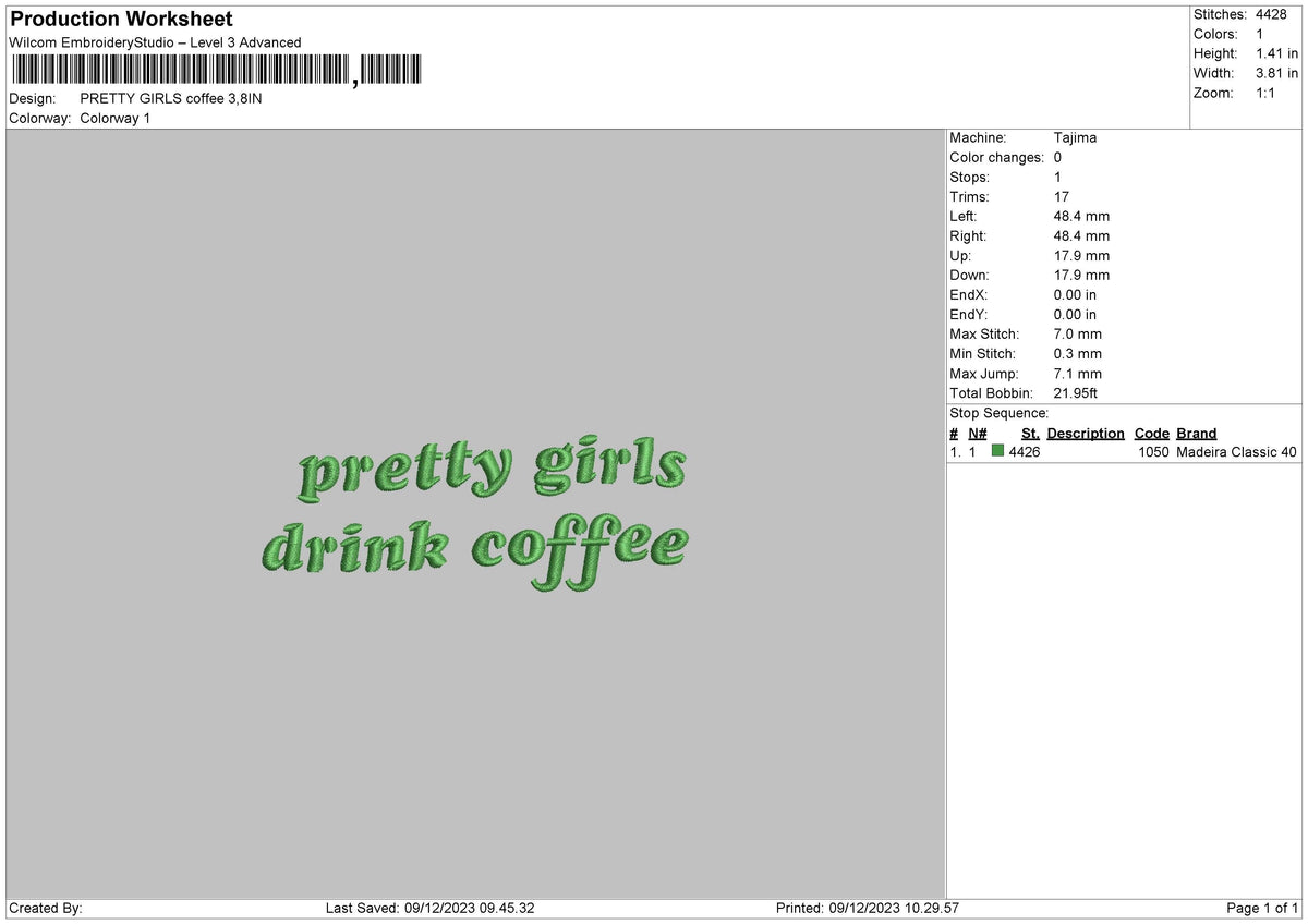 Pretty Girls Coffee Embroidery File 6 sizes