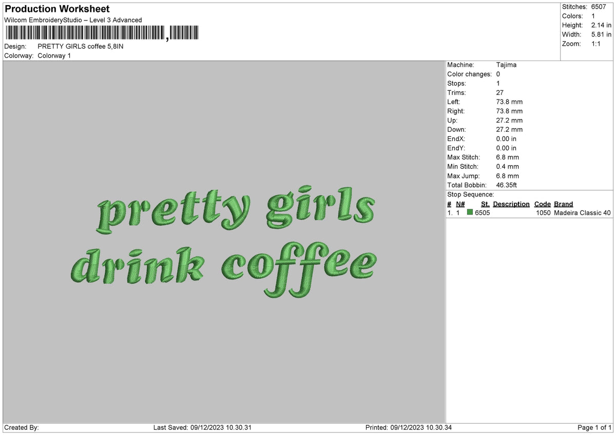 Pretty Girls Coffee Embroidery File 6 sizes