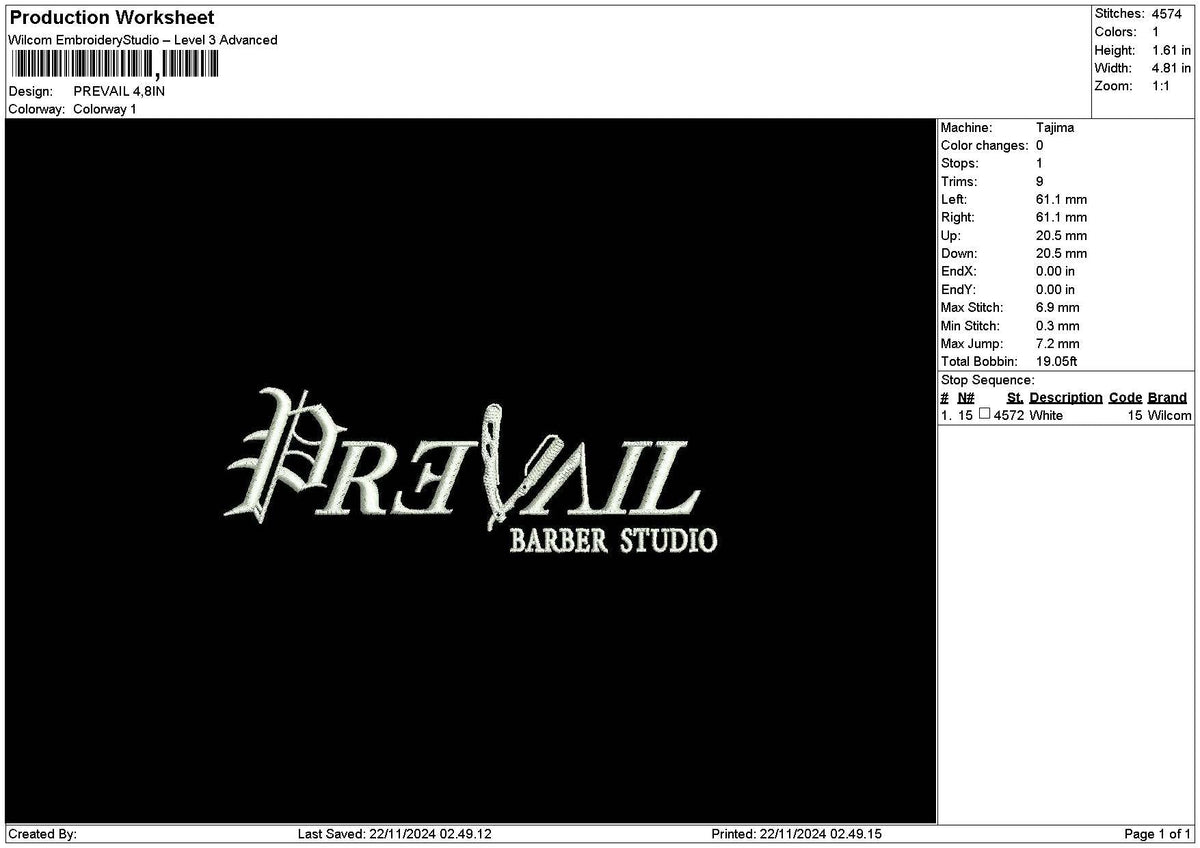 Prevailtext Embroidery File 6 sizes