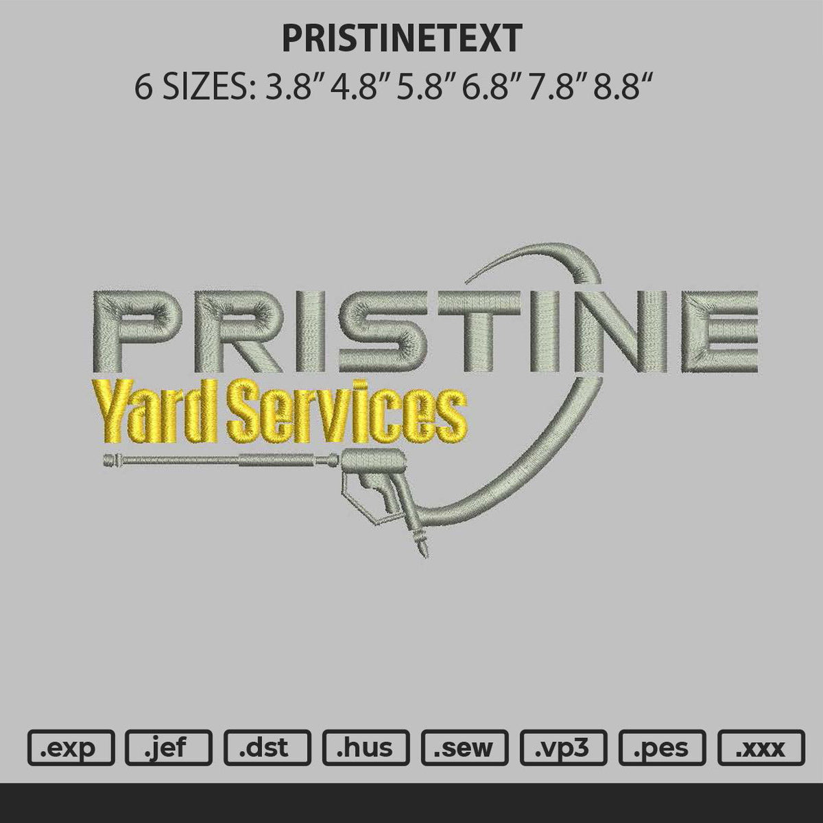 Pristinetext Embroidery File 6 sizes