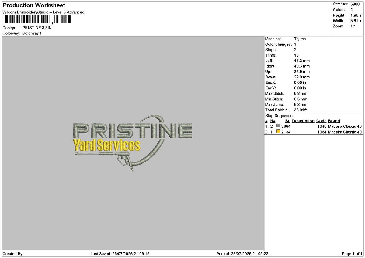 Pristinetext Embroidery File 6 sizes