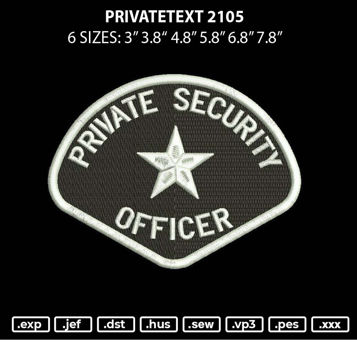 Privatetext 2105 Embroidery File 6 sizes