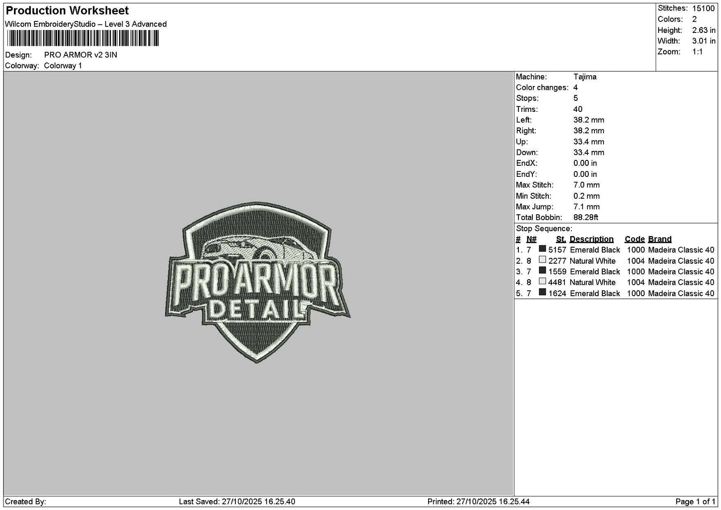 Armortext Hat Embroidery 4 Files