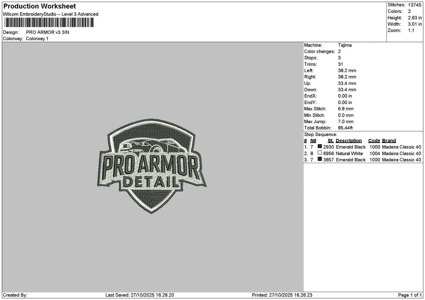 Armortext Hat Embroidery 4 Files