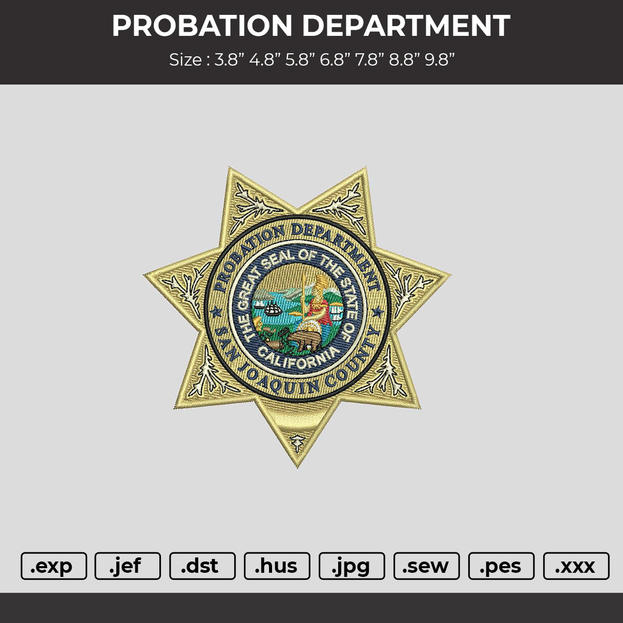 PROBATION DEPARTMENT Embroidery Machine Design File