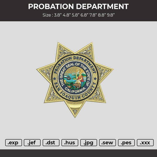 PROBATION DEPARTMENT Embroidery Machine Design File