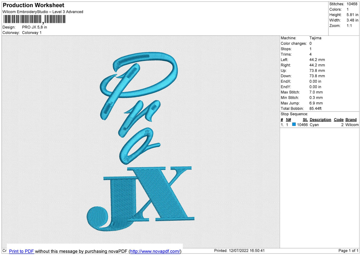 PRO JX Embroidery