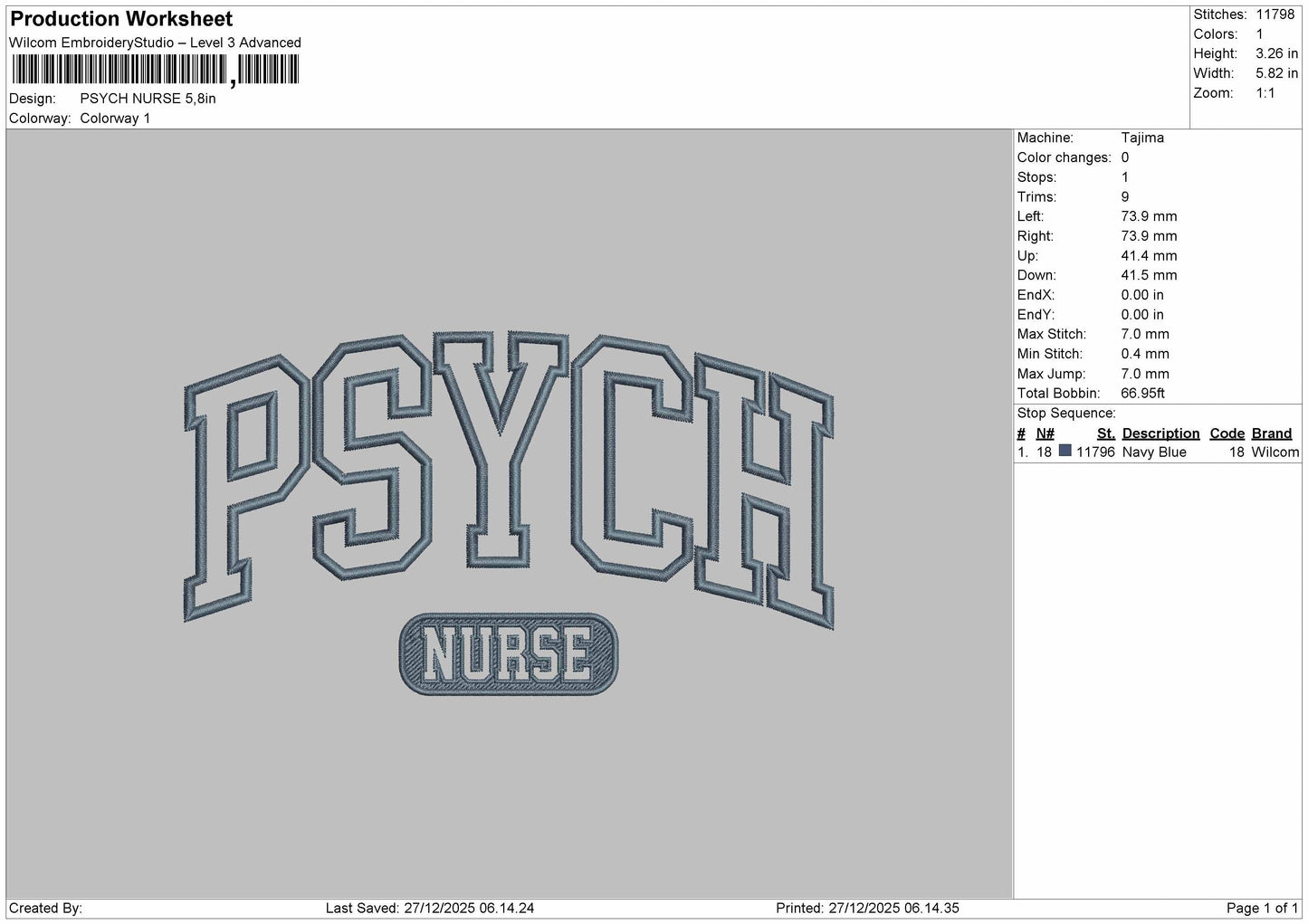 PSYCH NURSE  Embroidery File 6 sizes