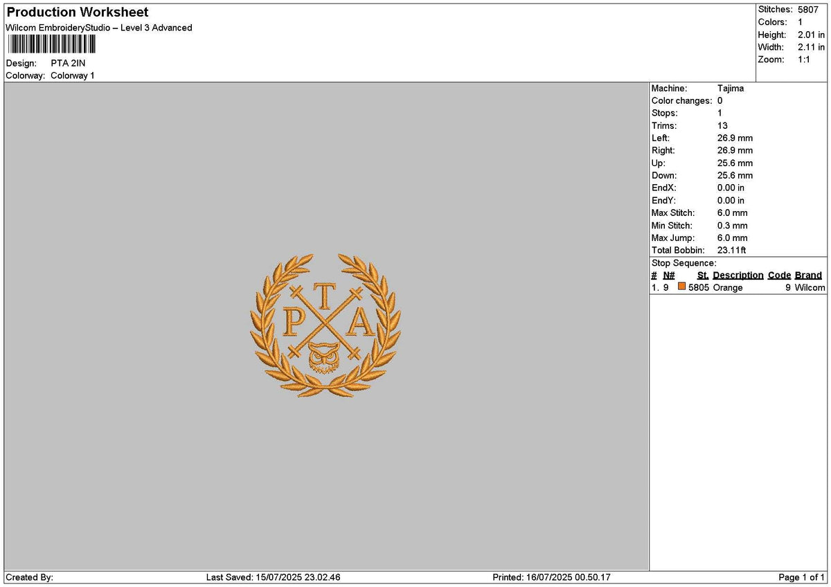 Ptatext 01 Embroidery File 6 sizes