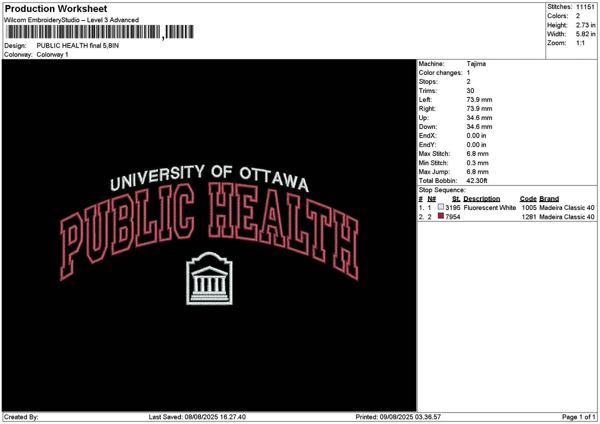 Publichealthtext V3 Embroidery File 6 sizes