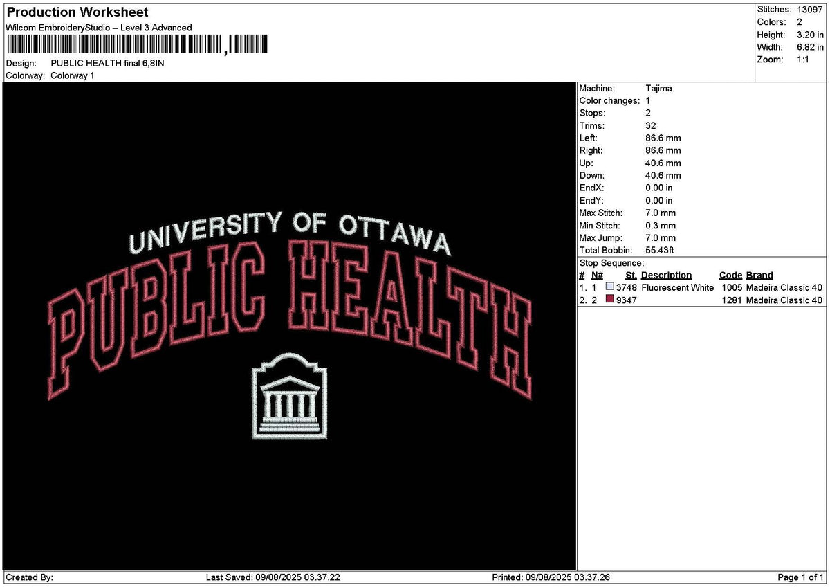 Publichealthtext V3 Embroidery File 6 sizes