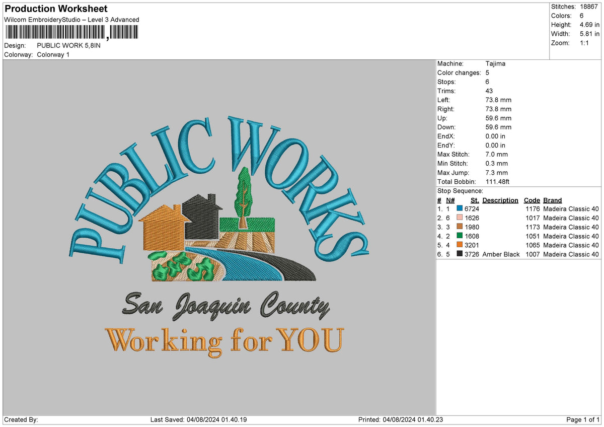 Public Text Emboidery File 6 sizes