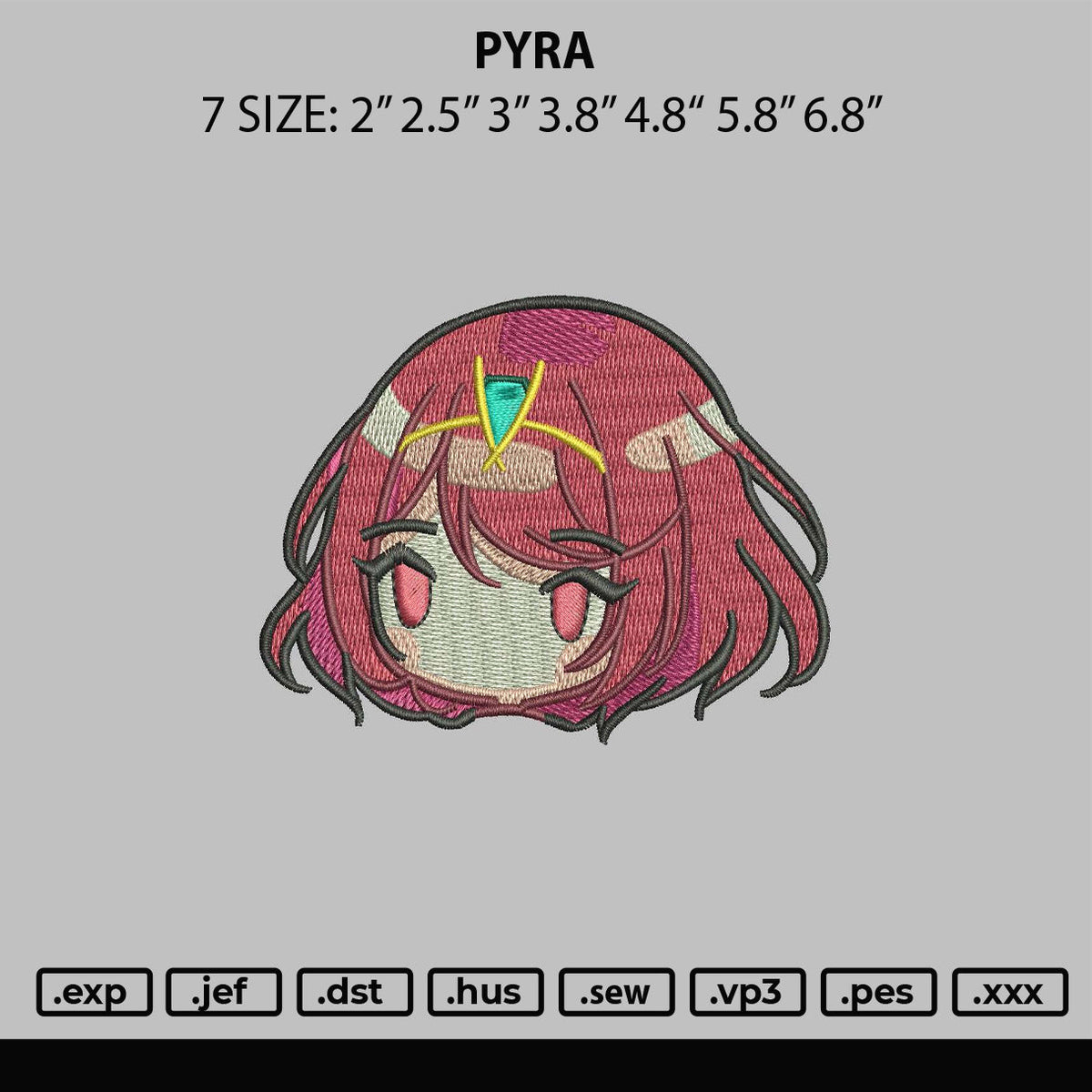 Pyra Embroidery File 6 Sizes