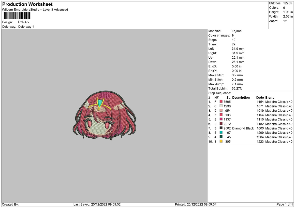 Pyra Embroidery File 6 Sizes