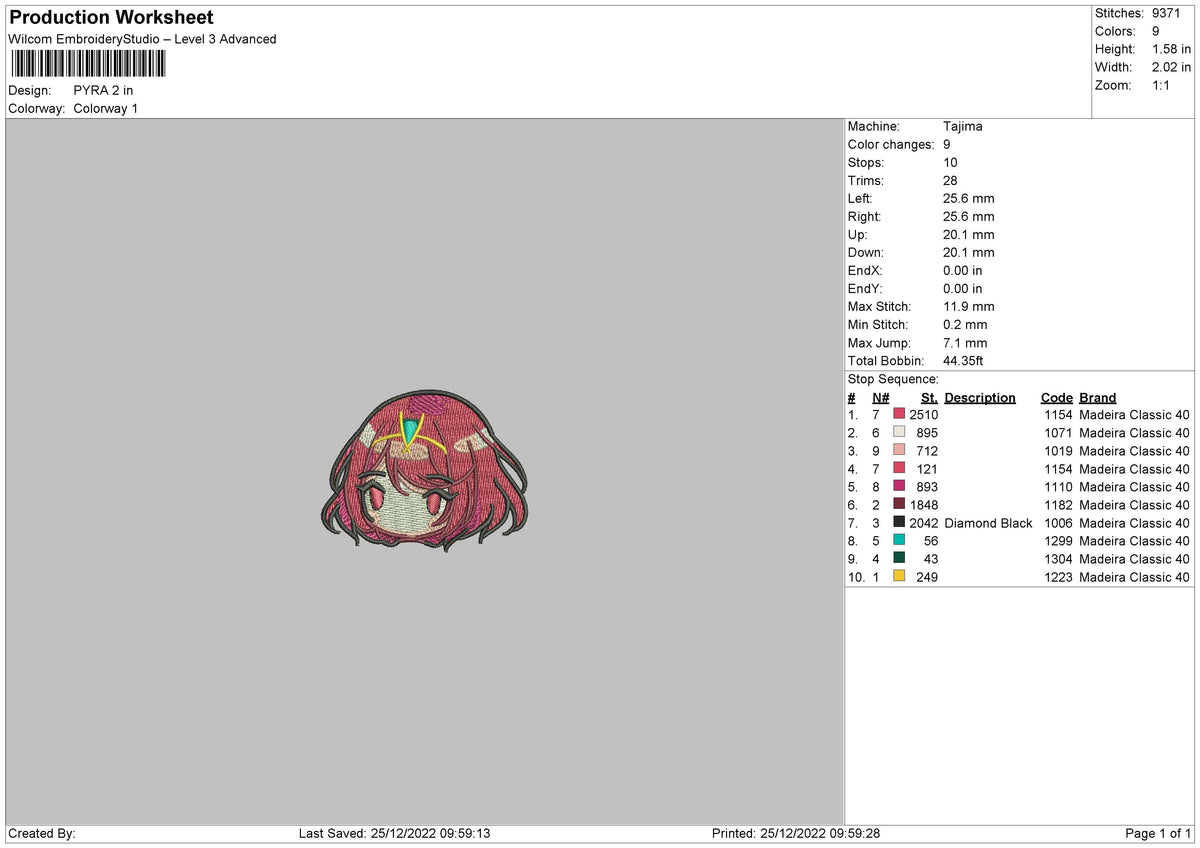 Pyra Embroidery File 6 Sizes