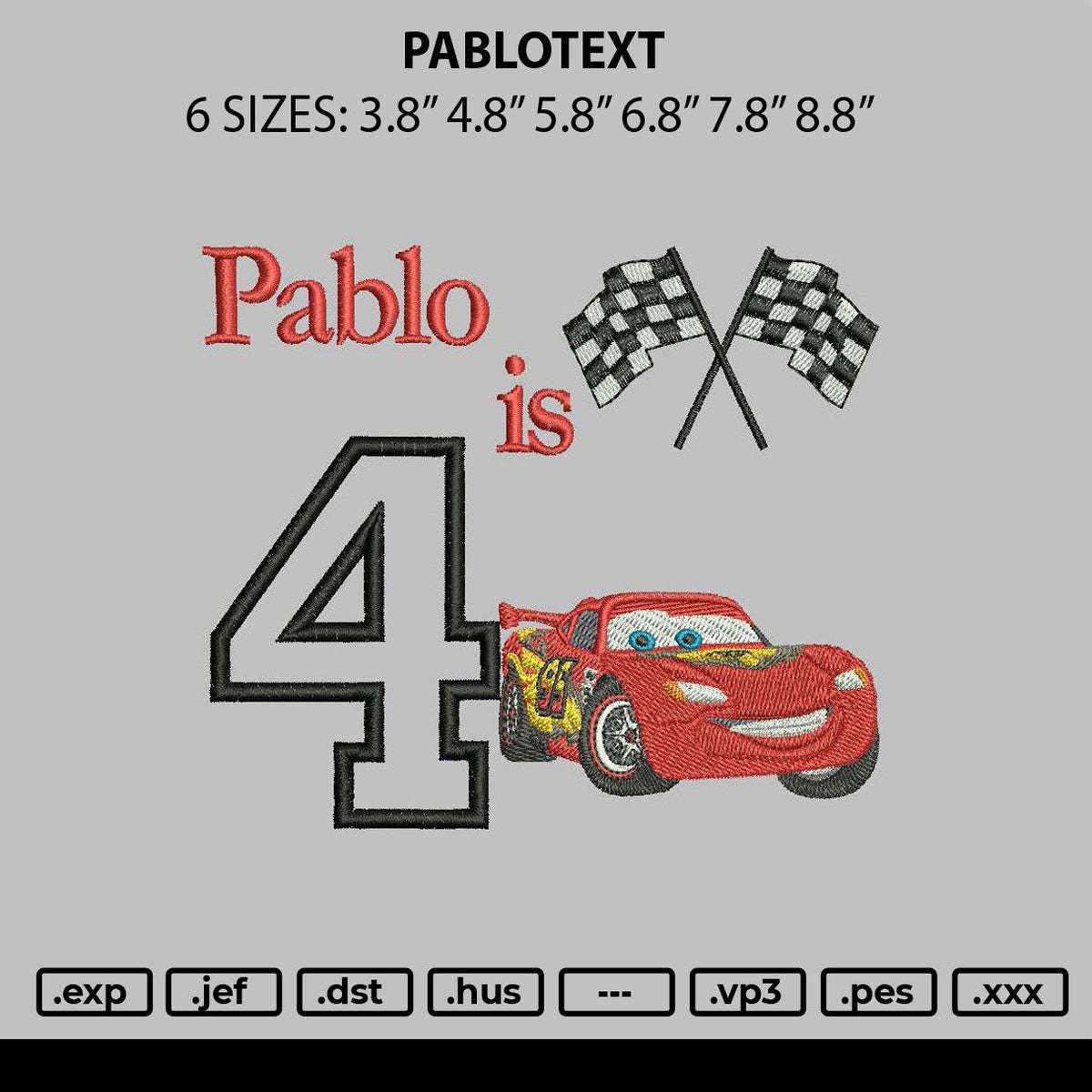 Pablotext Embroidery File 6 sizes