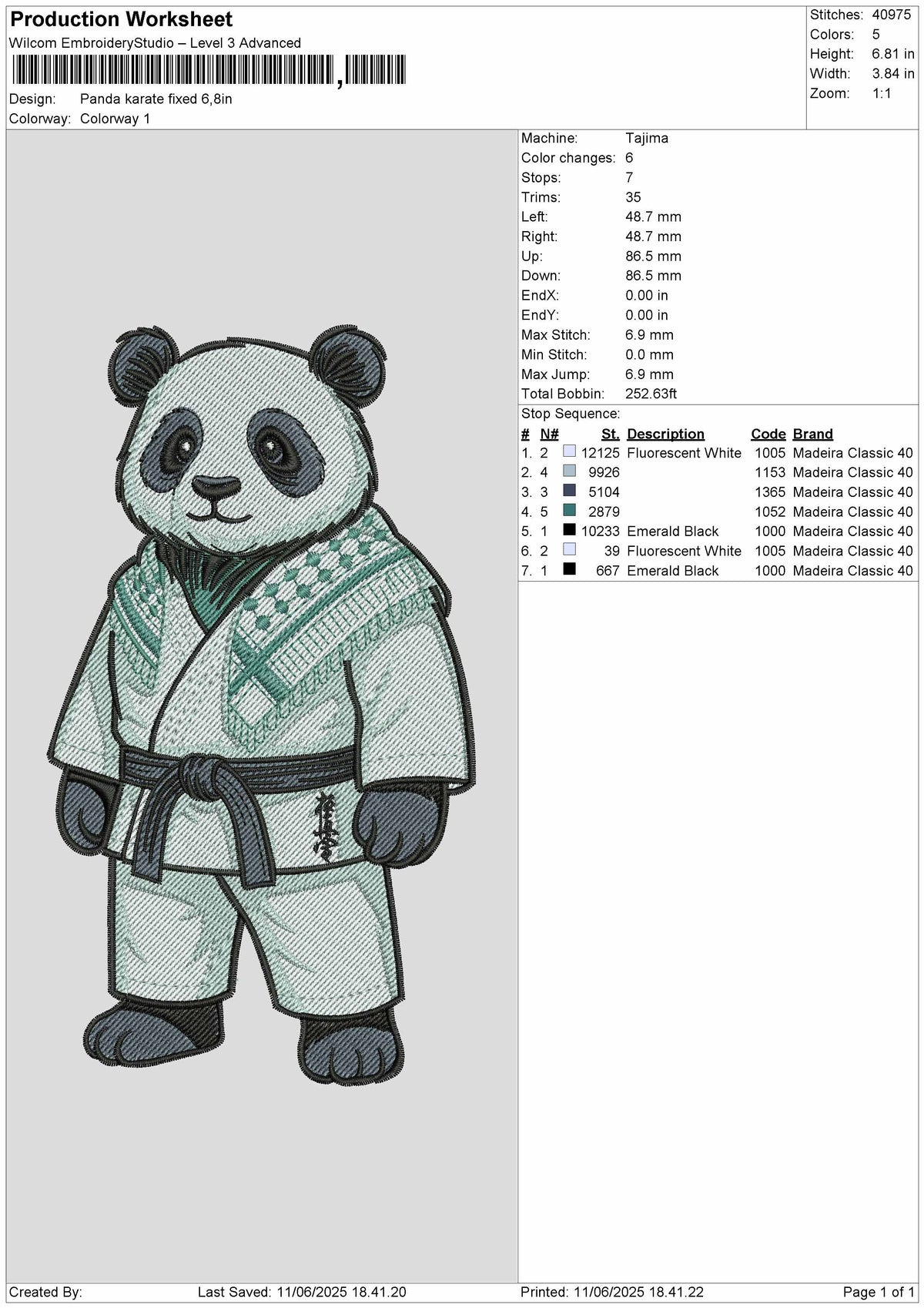 Panda2705 Embroidery File 6 sizes