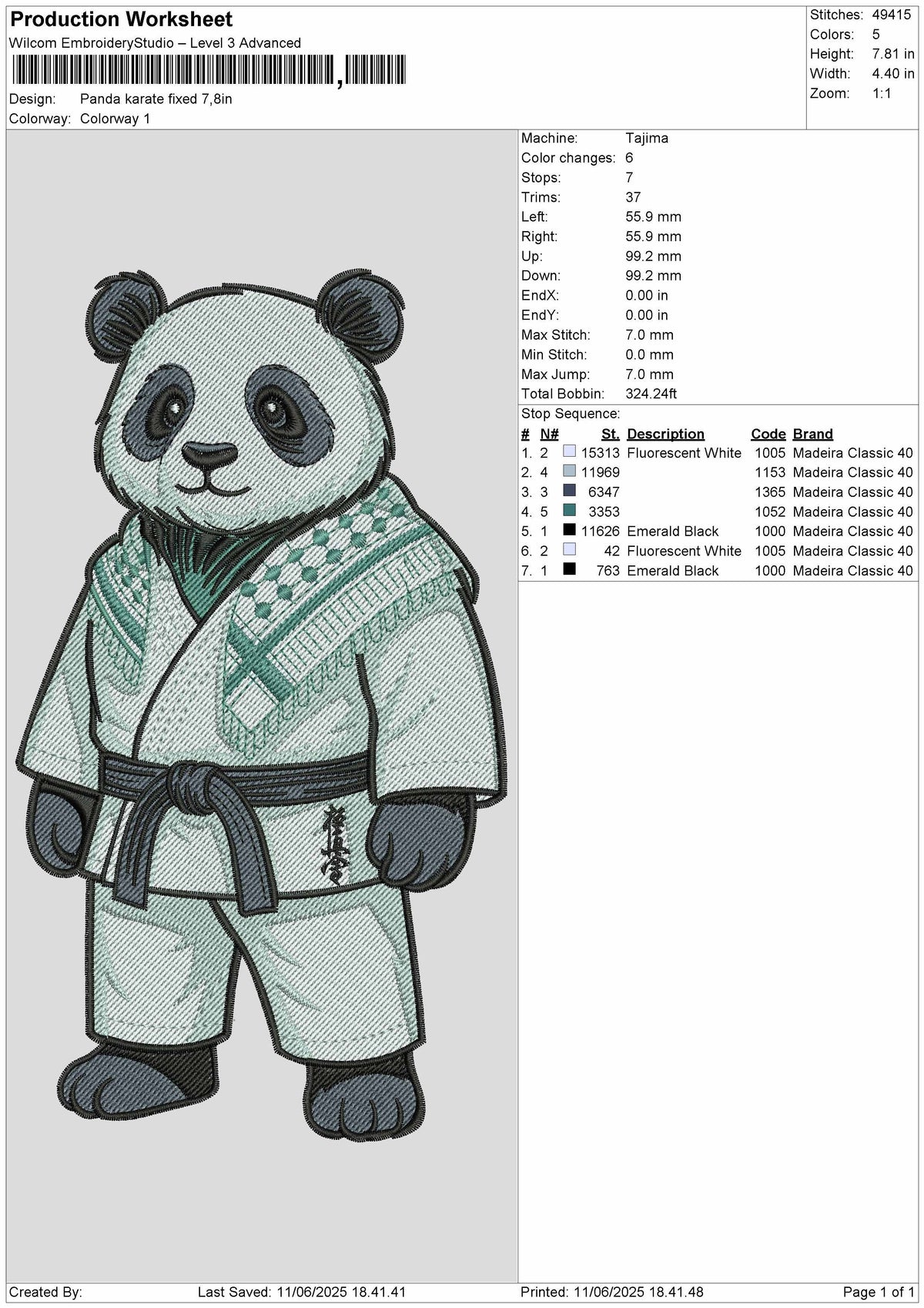 Panda2705 Embroidery File 6 sizes