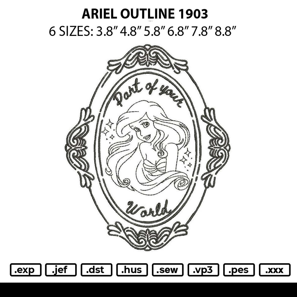 Ariel Outline 1903 Embroidery File 6 sizes