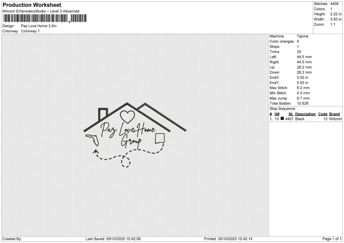 Paz Love Home Embroidery File 6 size