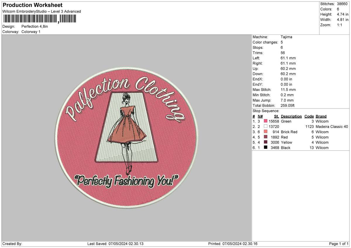 Perfectioncircle Embroidery File 6 sizes
