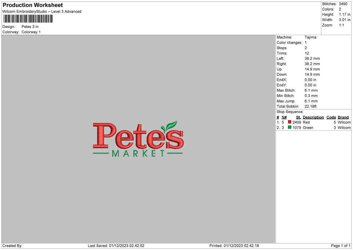 petes Embroidery File 6 sizes