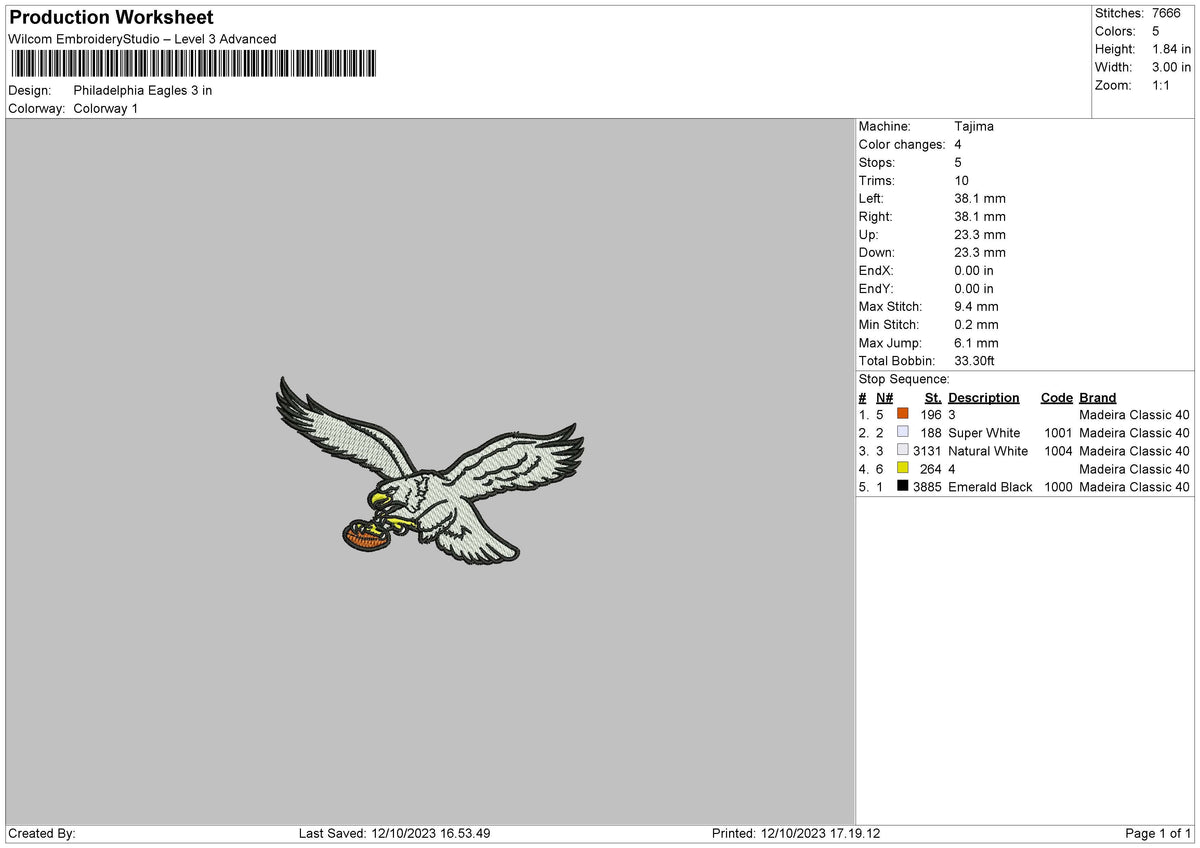 Eagle Sports Embroiery File 6 sizes