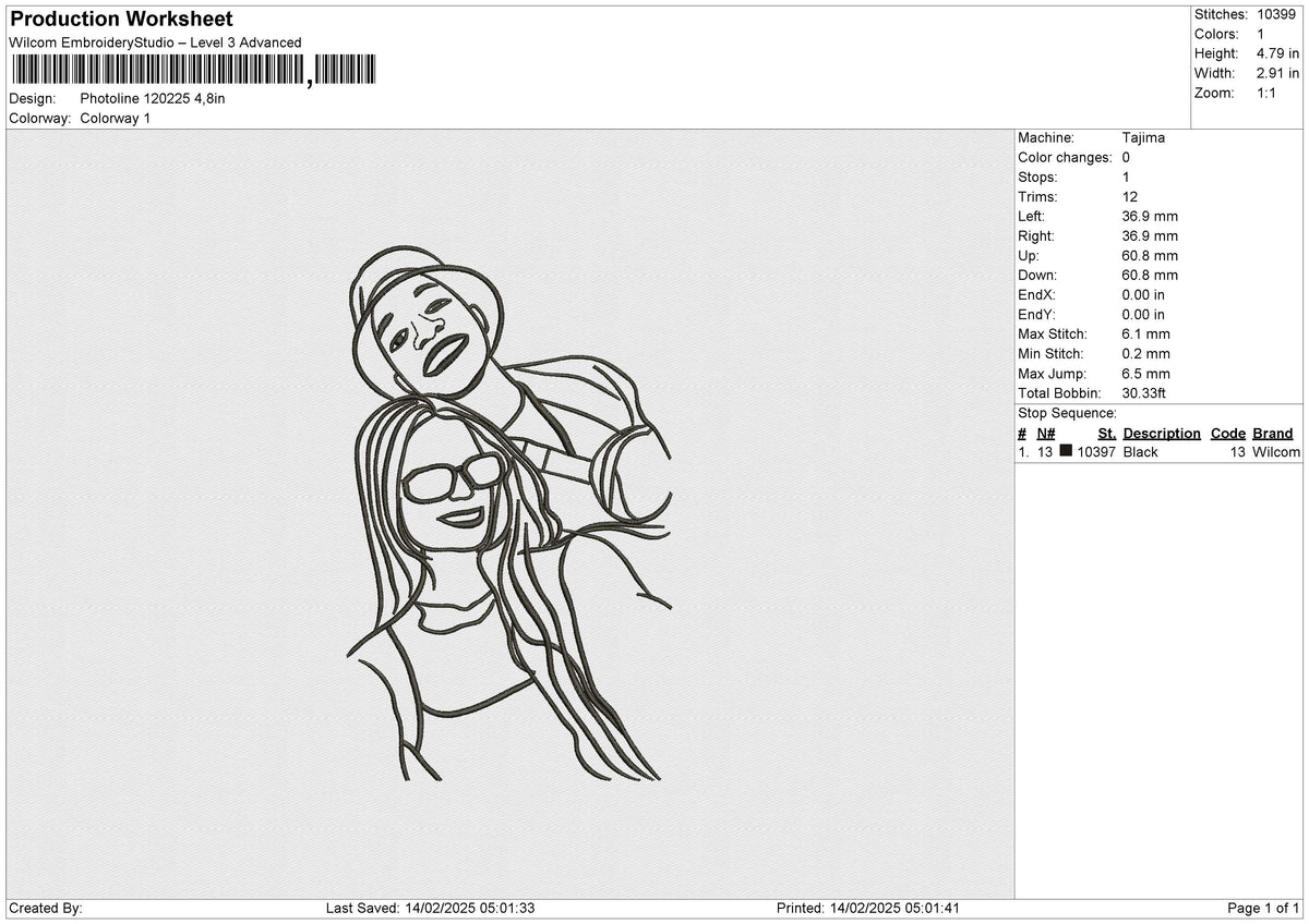 Photoline 100225 Embroidery File 6 size