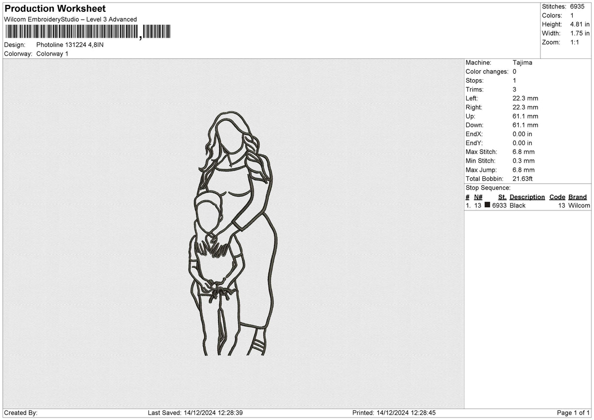 Photoline 131224  Embroidery File 6 size
