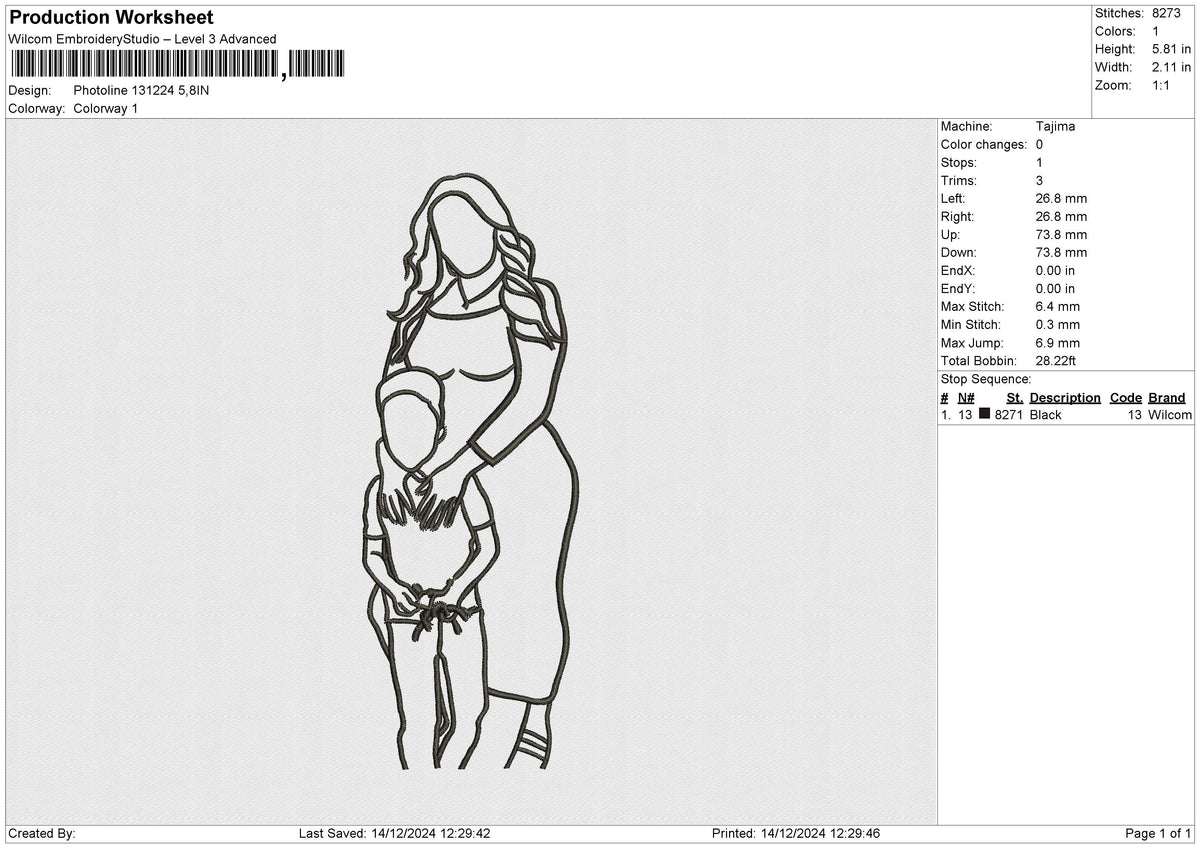 Photoline 131224  Embroidery File 6 size